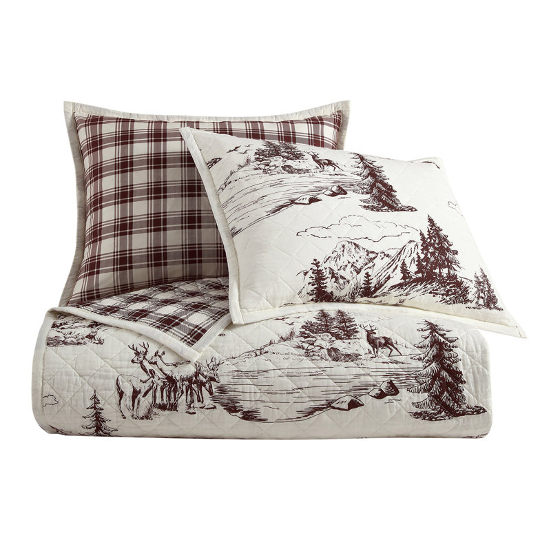 Outlets Martha Stewart Queen Quilt Set Deer Plaid Lodge